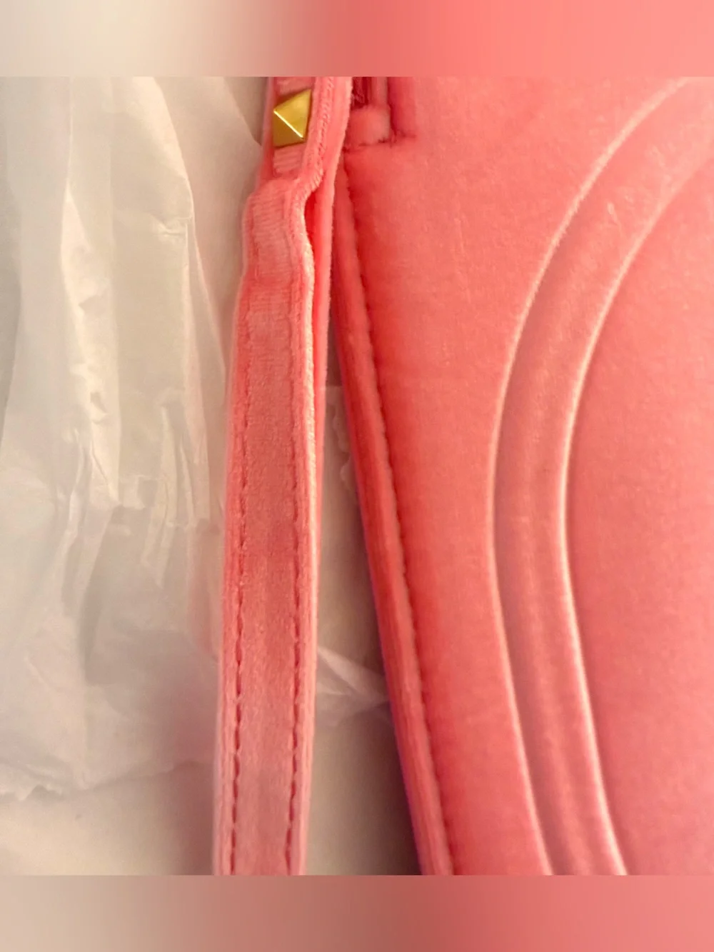 Ideal Gift!VALENTINO Pink Embossed V Logo Soft Velvet Laptop sleeve ;Coral pink